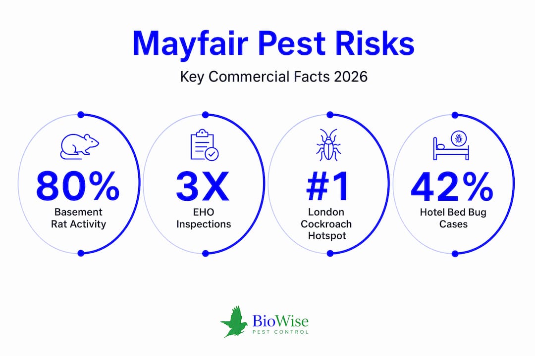 Infographic with Mayfair pest control risk statistics