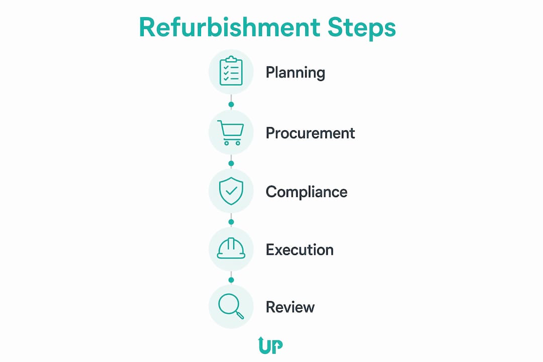 Infographic showing key refurbishment process steps