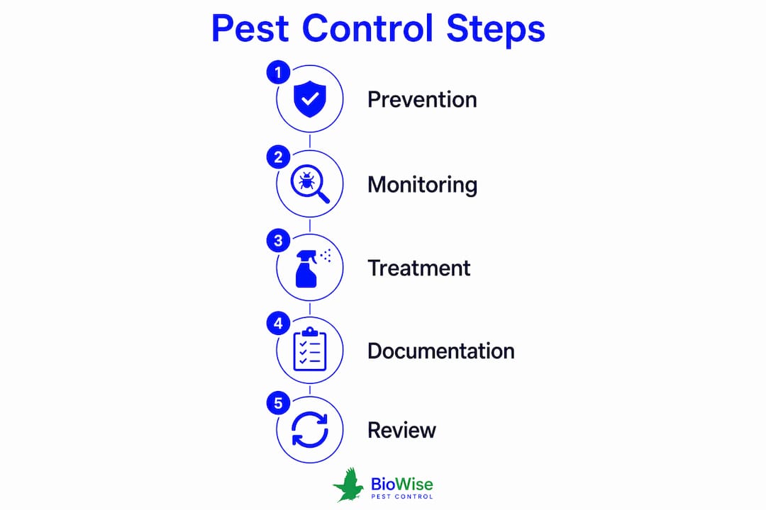 Infographic showing key pest control process steps