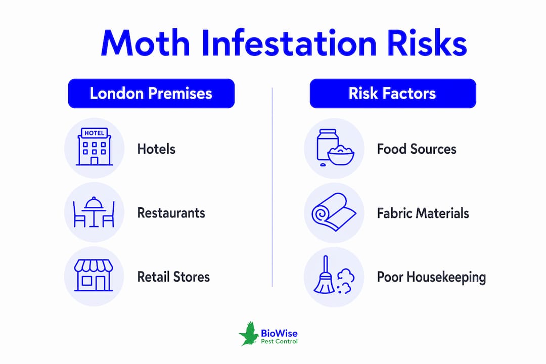 Infographic showing commercial moth infestation risks