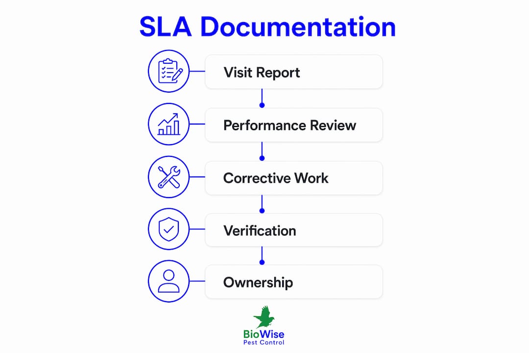 Infographic detailing pest control SLA documentation steps