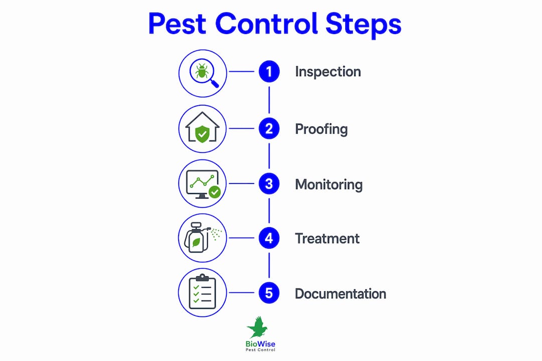 Infographic detailing steps of effective pest control