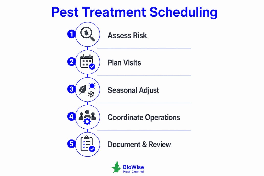 Infographic showing pest treatment scheduling steps