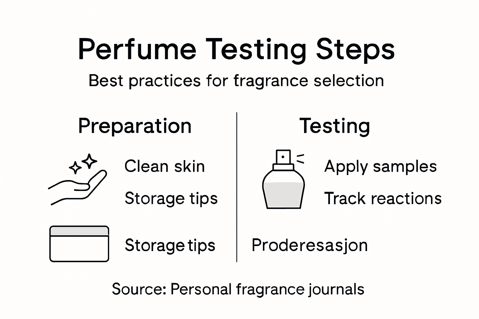 Infographic showing perfume testing steps