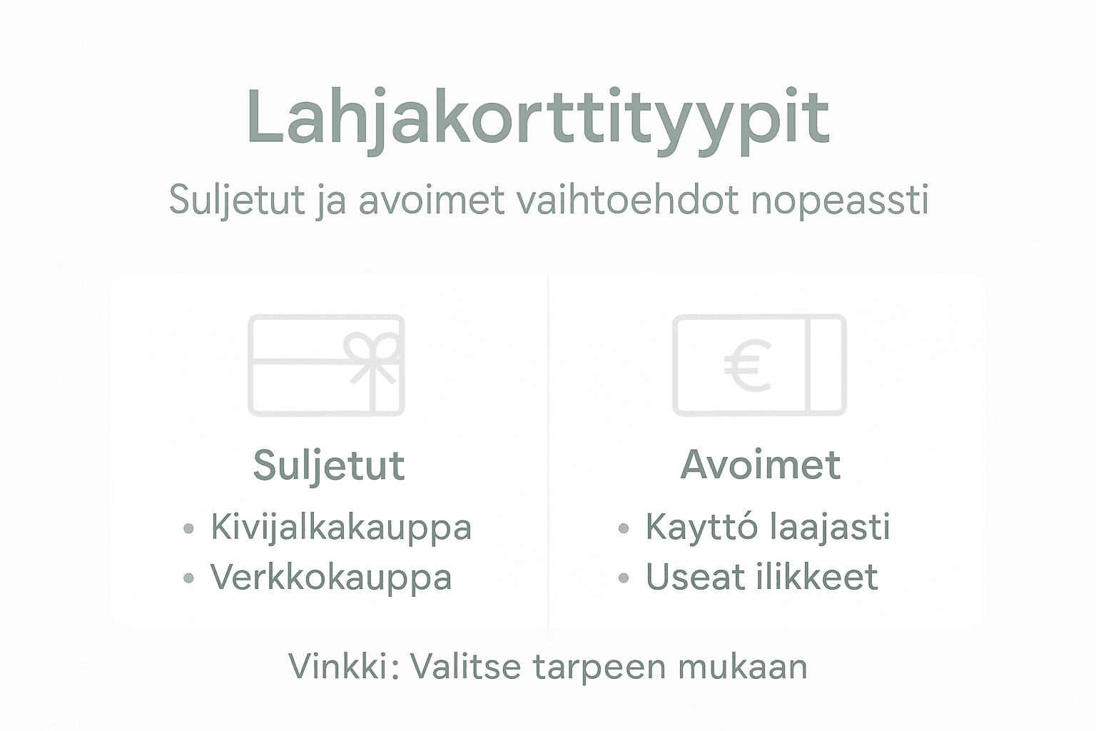 Katsaus erilaisiin lahjakortteihin – mitä eroja niissä on?