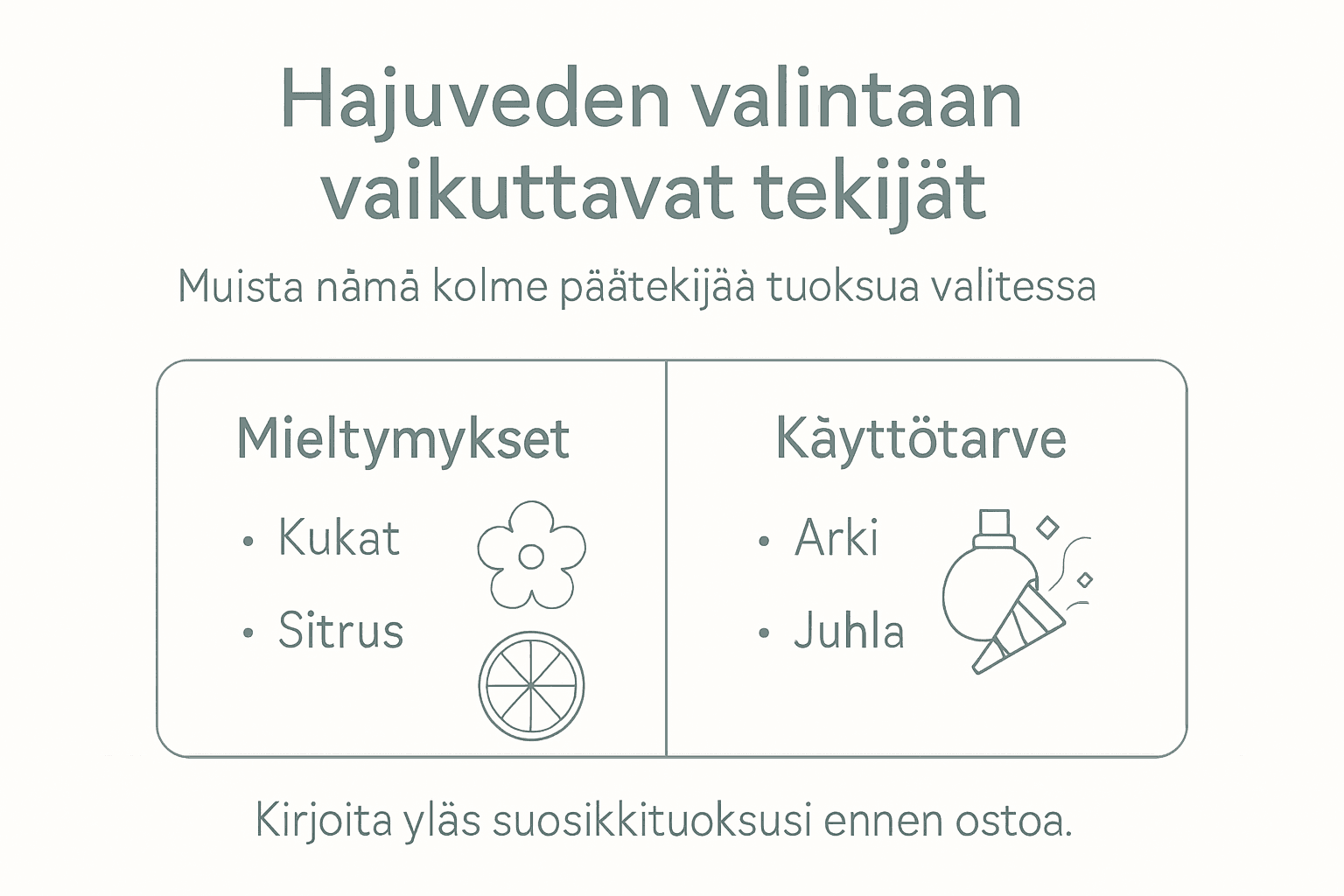 Infografiikka: Mitkä asiat vaikuttavat tuoksun valintaan?