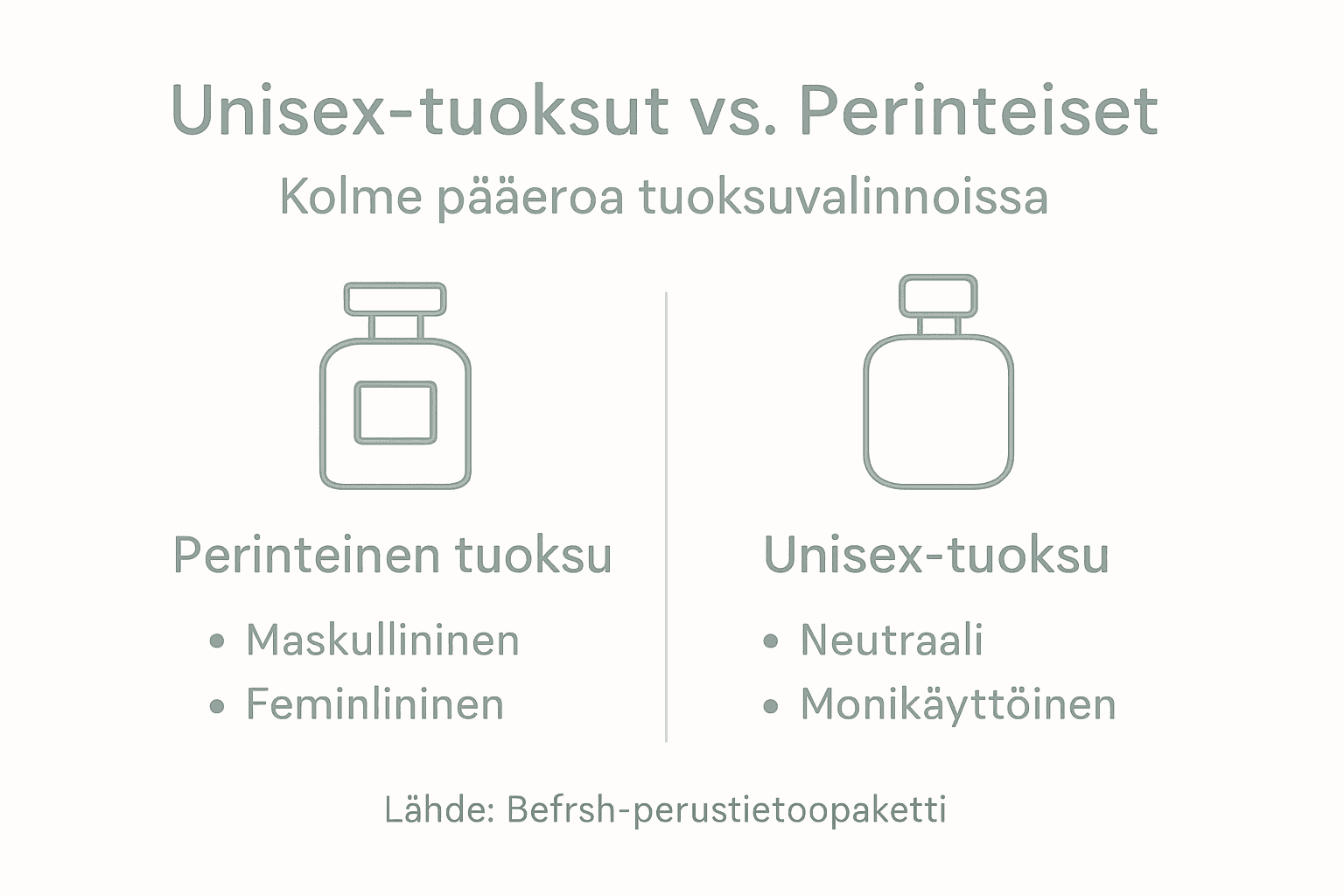 Infografiikka: Mitä eroa on unisex-tuoksuilla ja perinteisillä hajuvesillä?