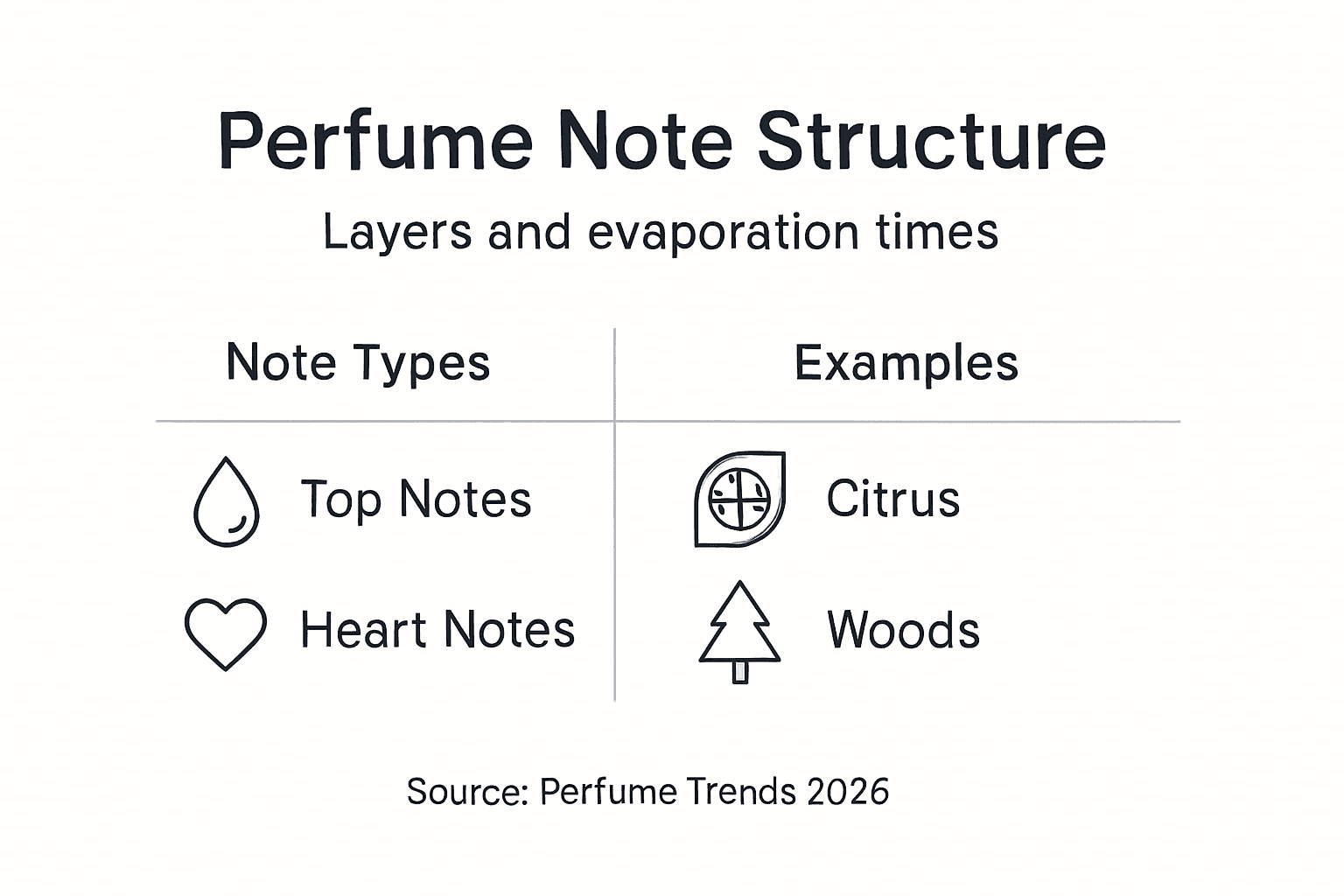 Infographic perfume note pyramid comparison