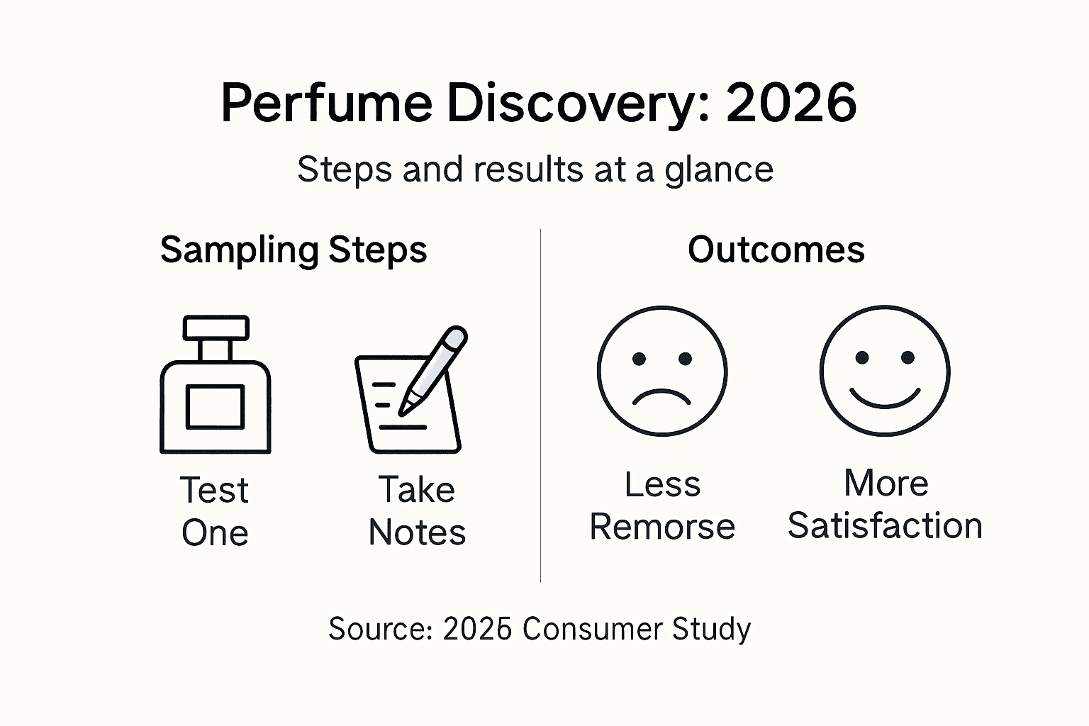 Infographic outlining perfume discovery steps and outcomes