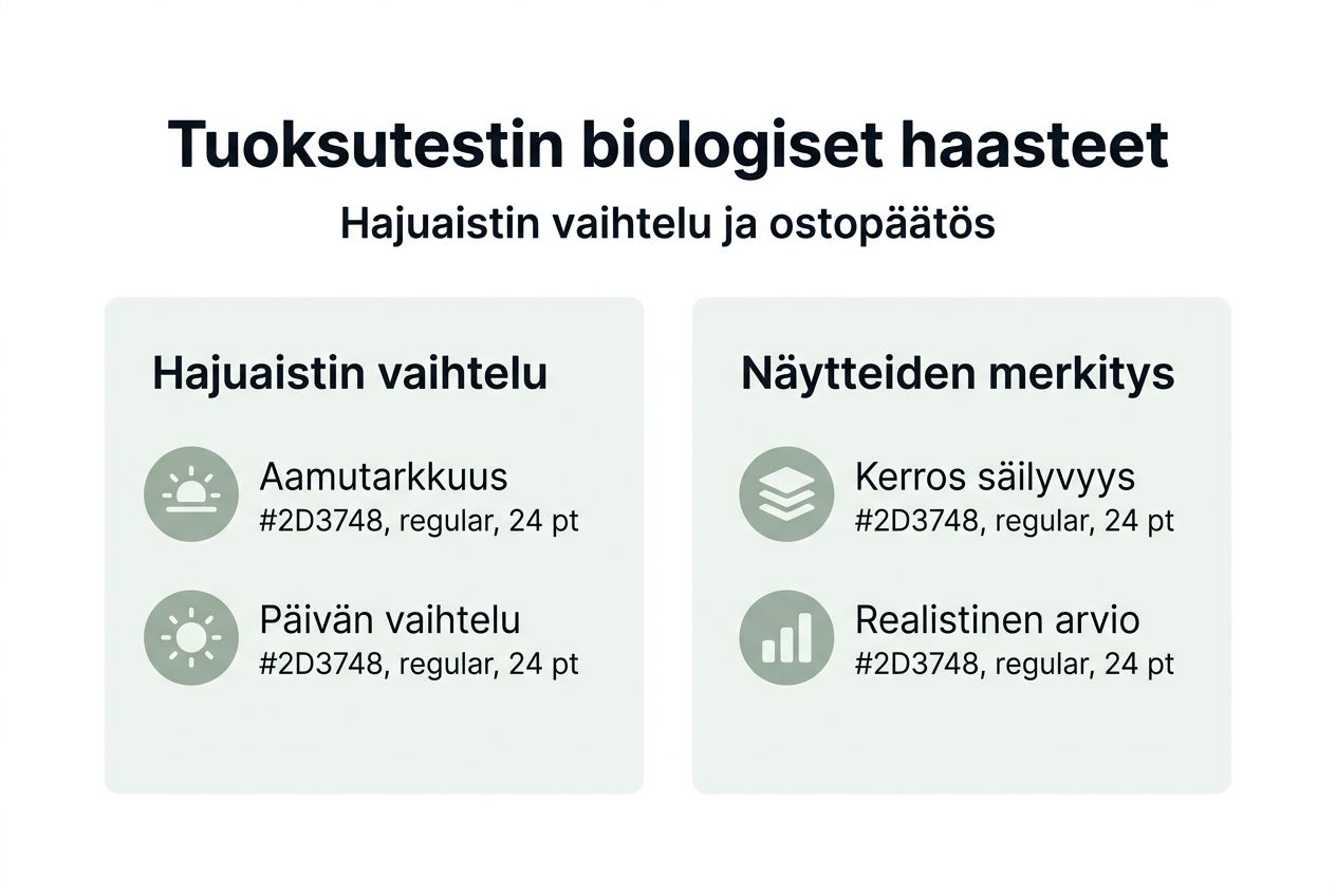 Infografiikka: hajutestauksen biologiset sudenkuopat