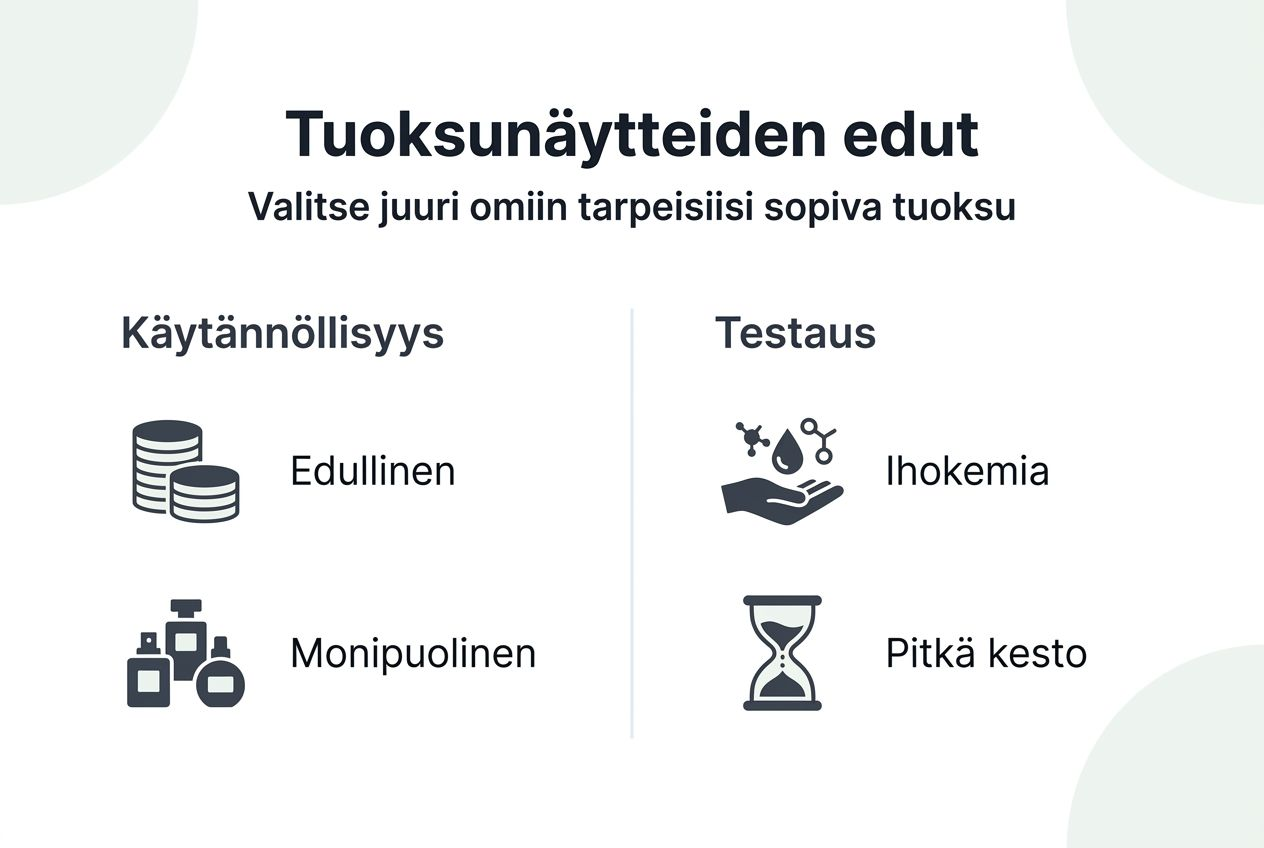 Infograafi: tuoksunäytteiden suurimmat hyödyt