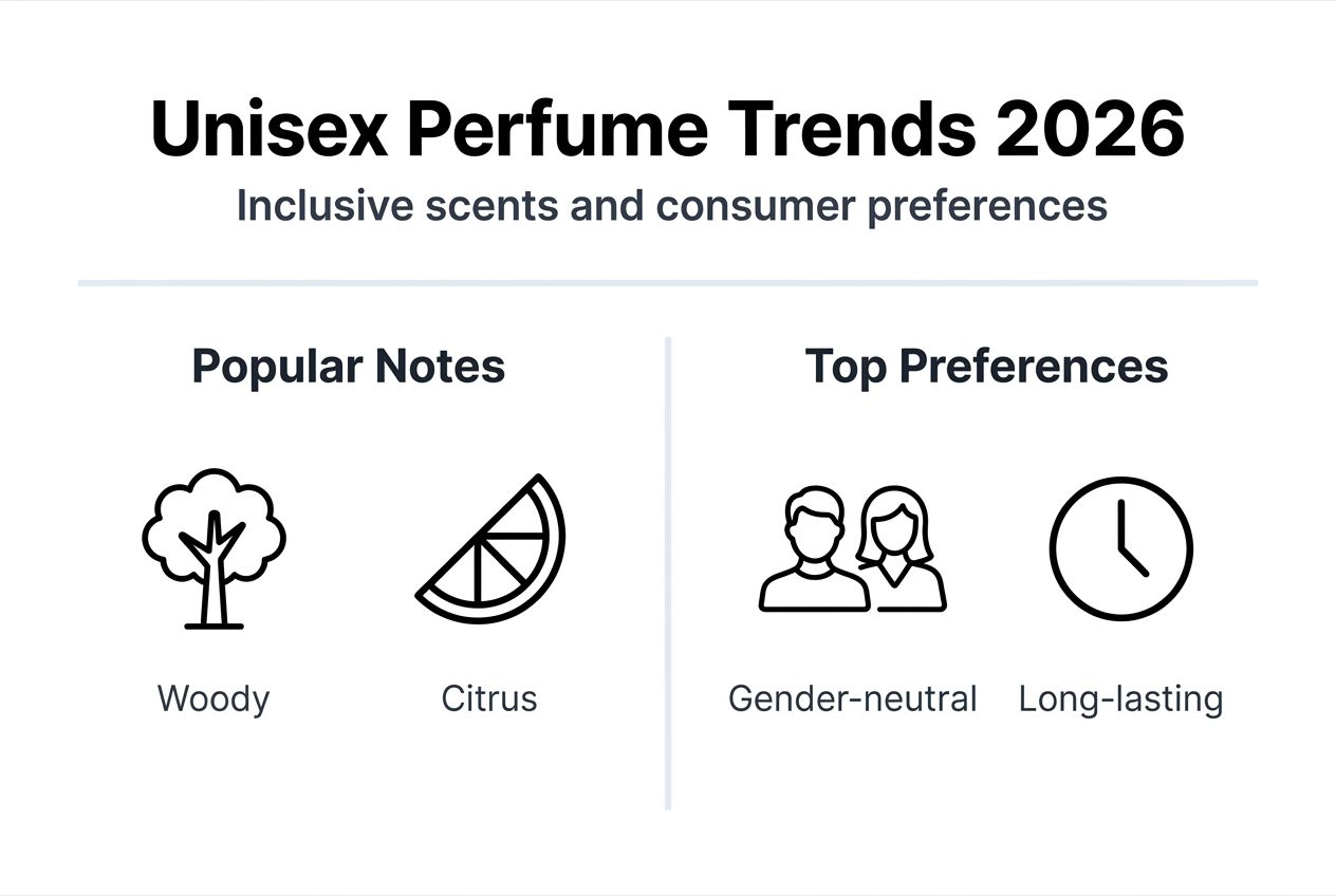 Infographic showing unisex perfume trends and notes