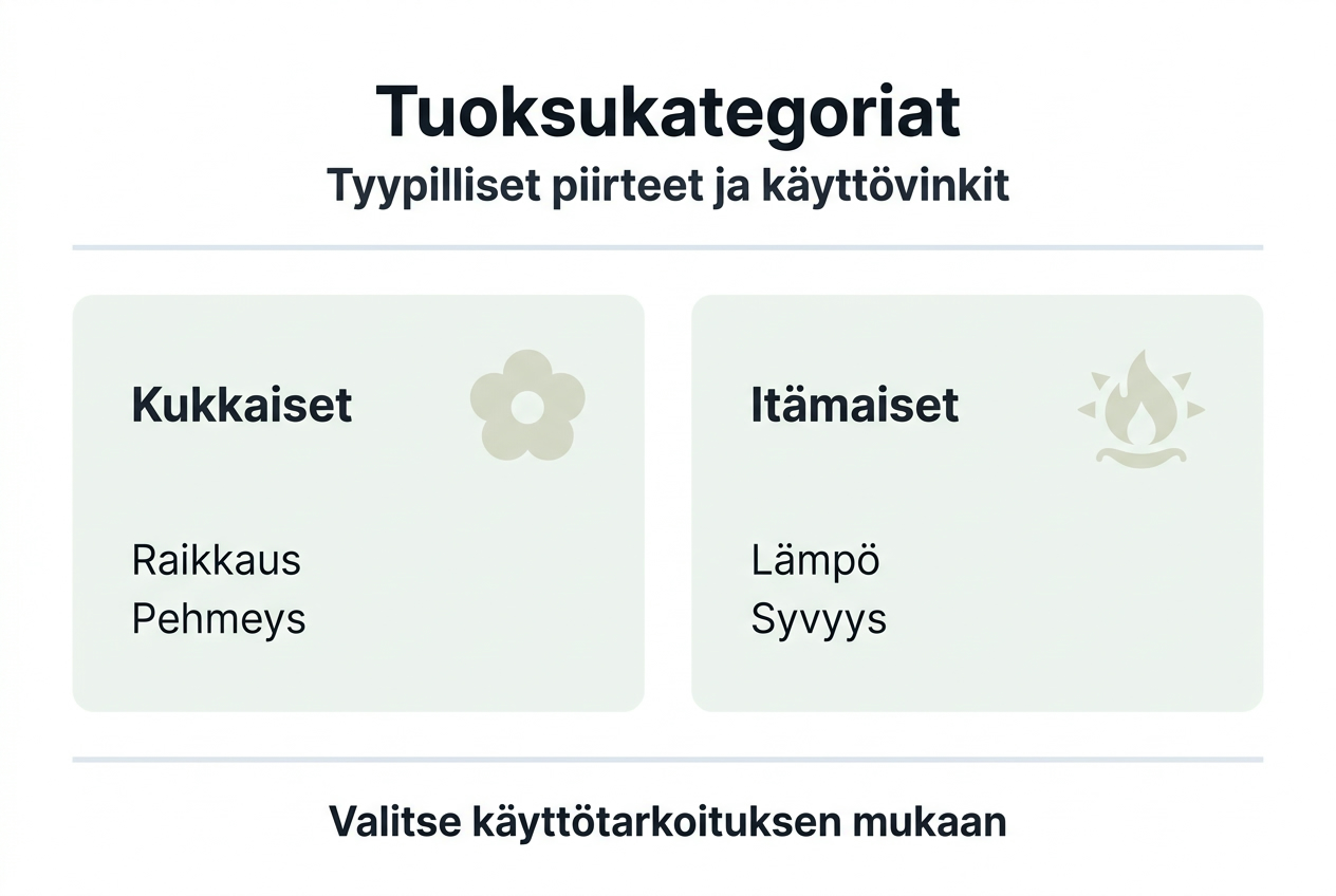 Kuvallinen katsaus eri tuoksukategorioihin – tunnuspiirteet ja parhaat vinkit niiden valintaan