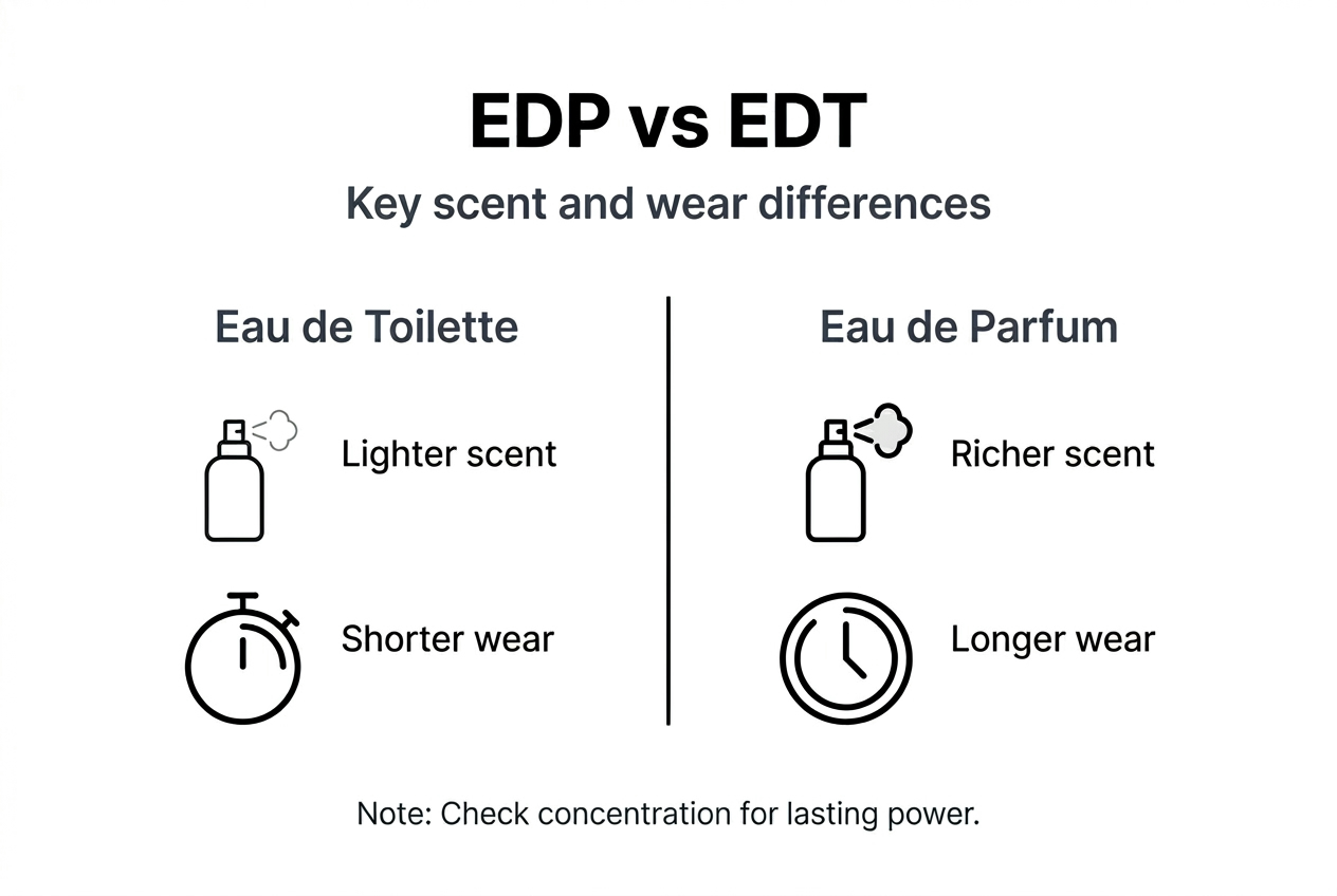 Infographic comparing EDP and EDT fragrance
