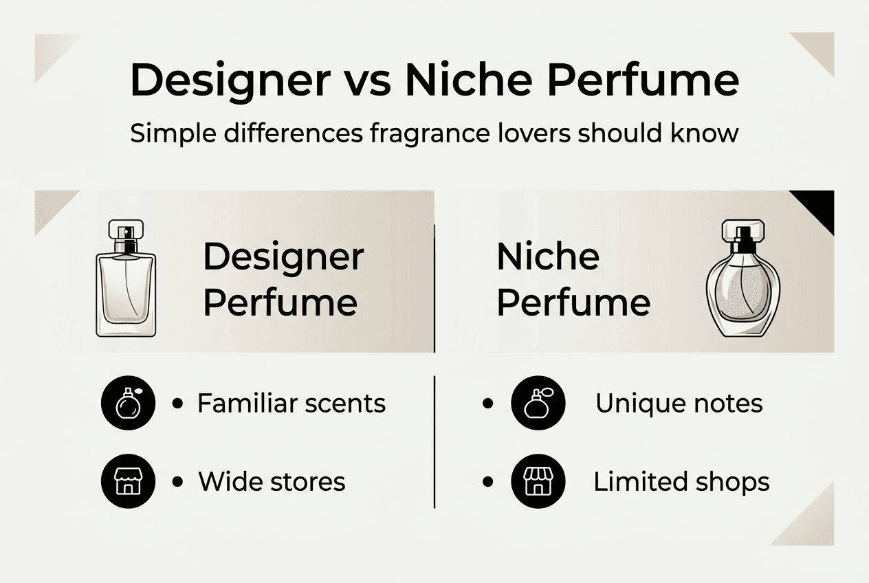 Infographic comparing designer and niche perfumes