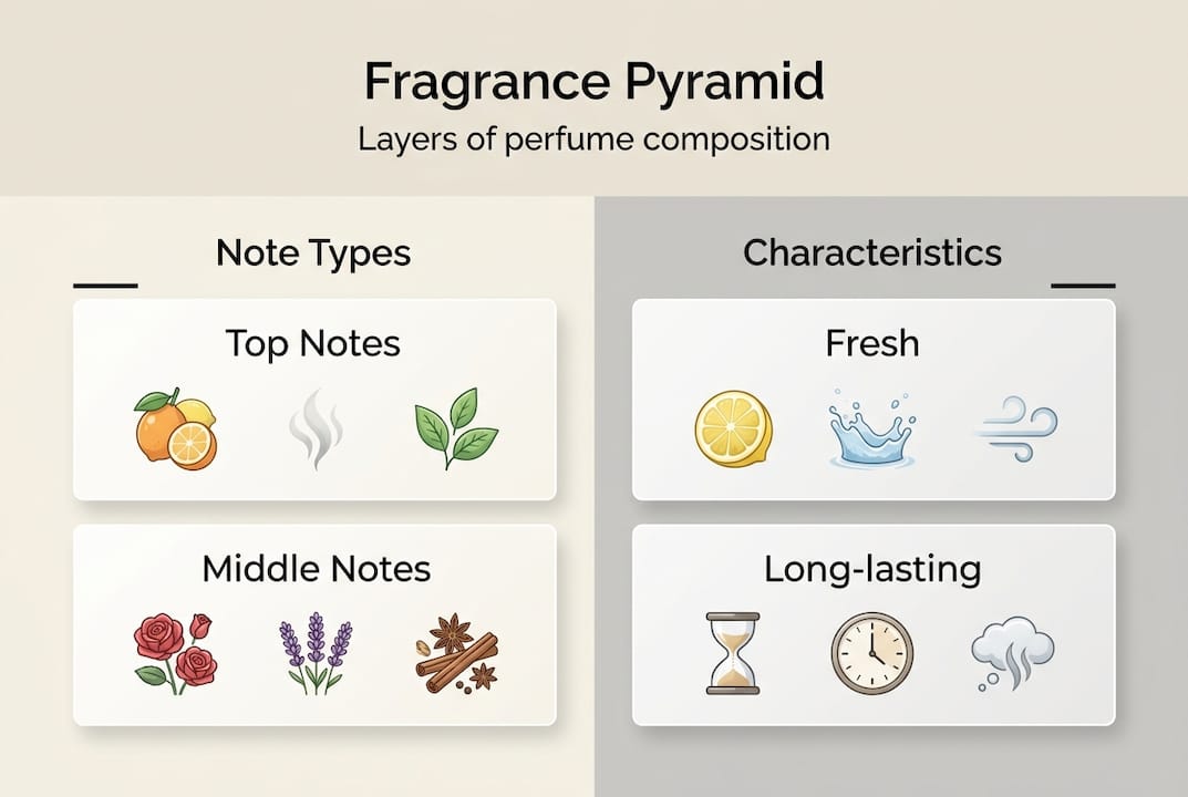 Infographic displaying fragrance pyramid layers