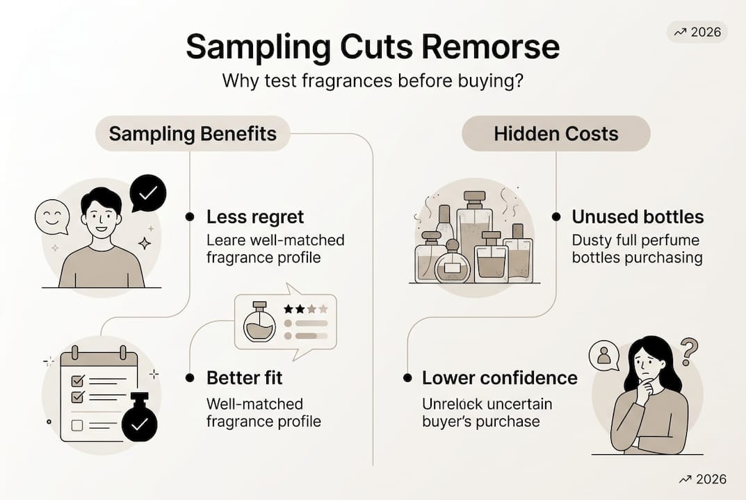 Infographic on sampling benefits and hidden fragrance costs