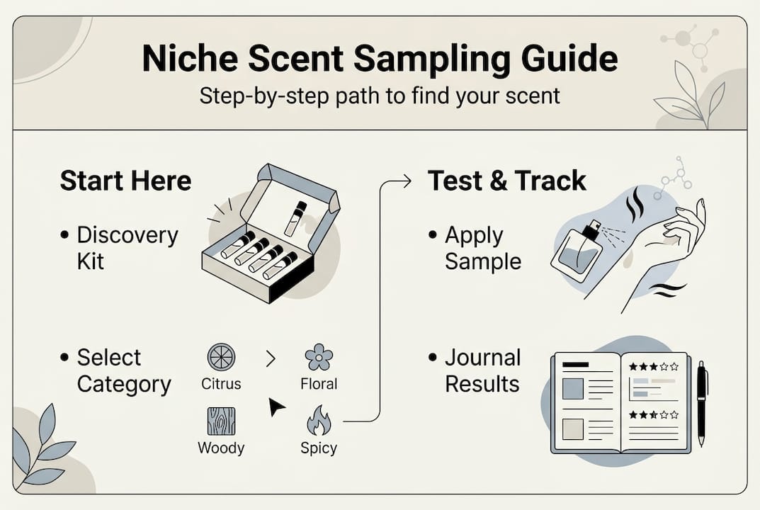 Infographic outlining niche scent sampling steps