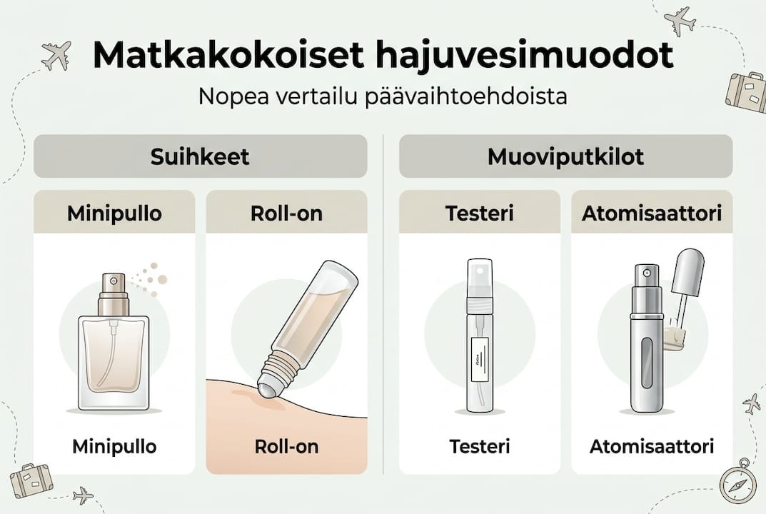 Informative image: comparison of travel-sized perfume samples