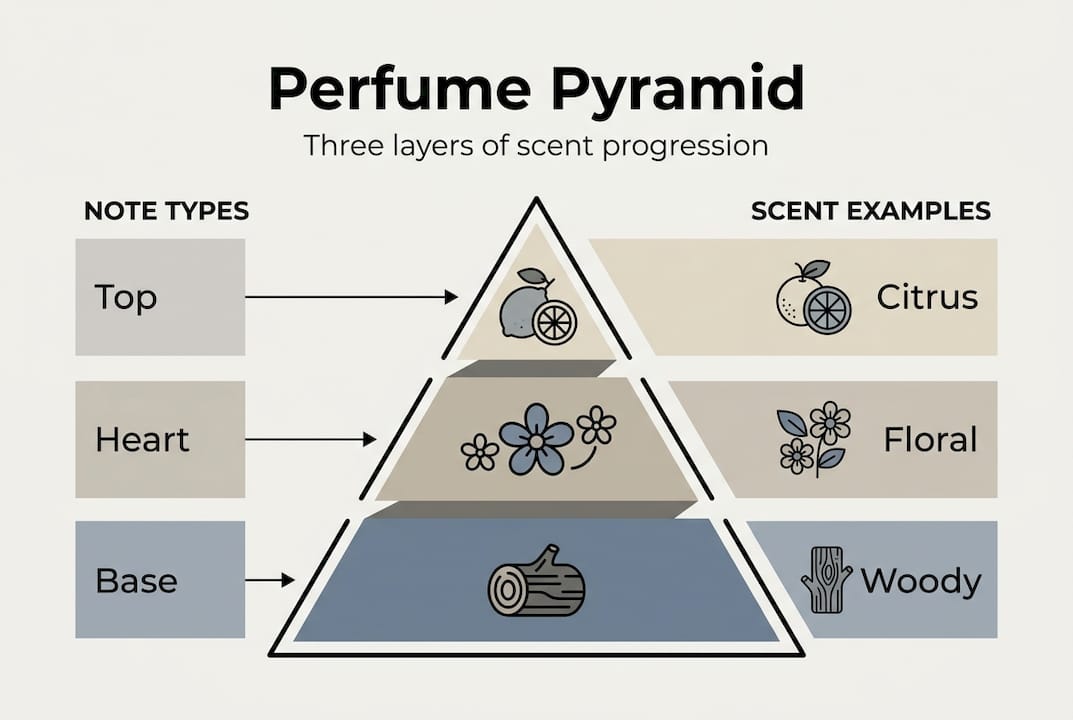 Infographic explaining perfume note layers