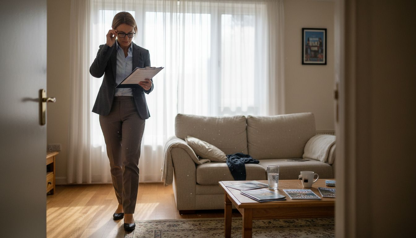 Manager inspecting rental apartment interior