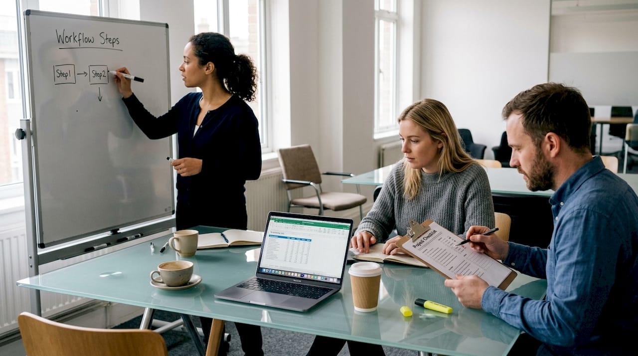 Team collaborating on compliance reporting