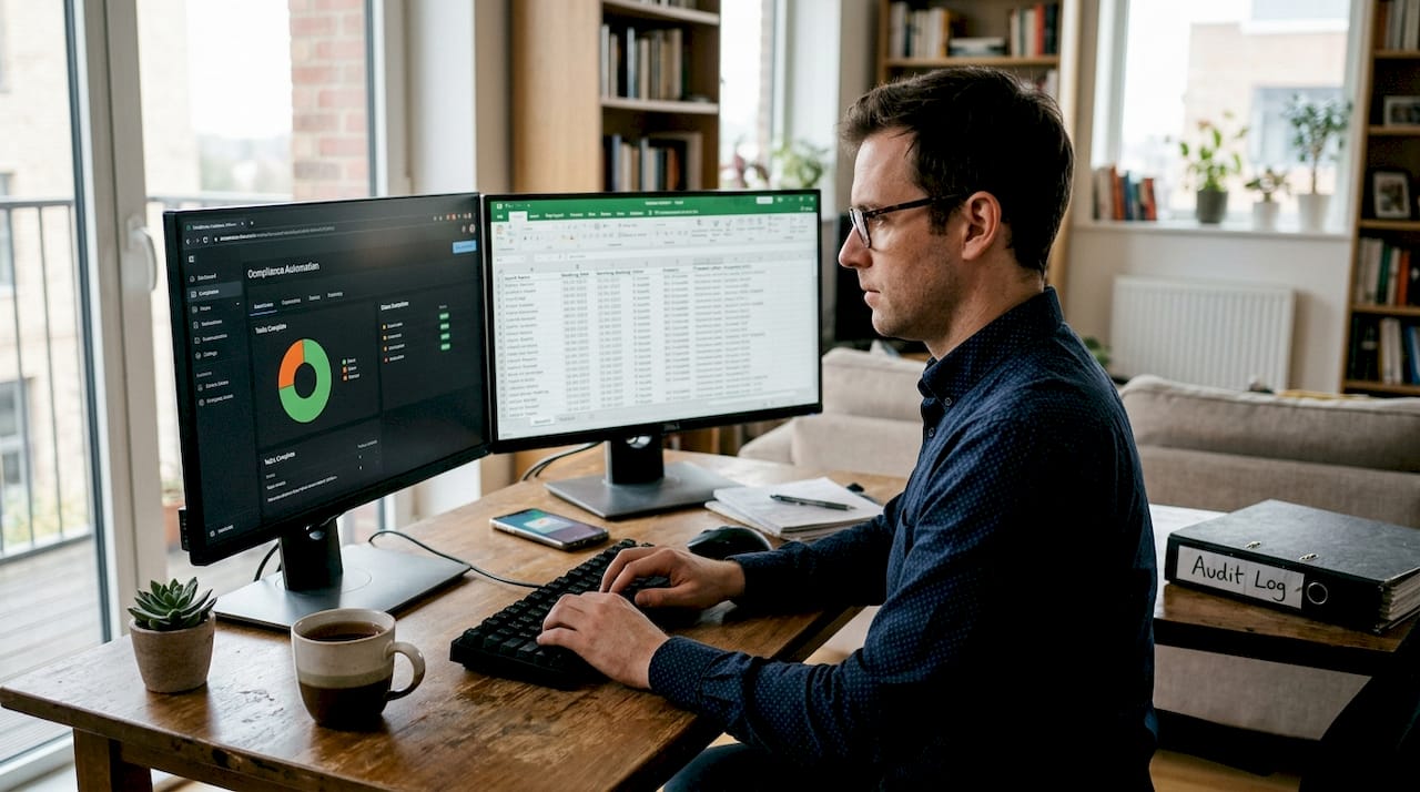 Manager using rental compliance automation software