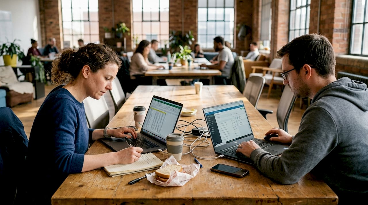 Colleagues using manual and automated booking tools