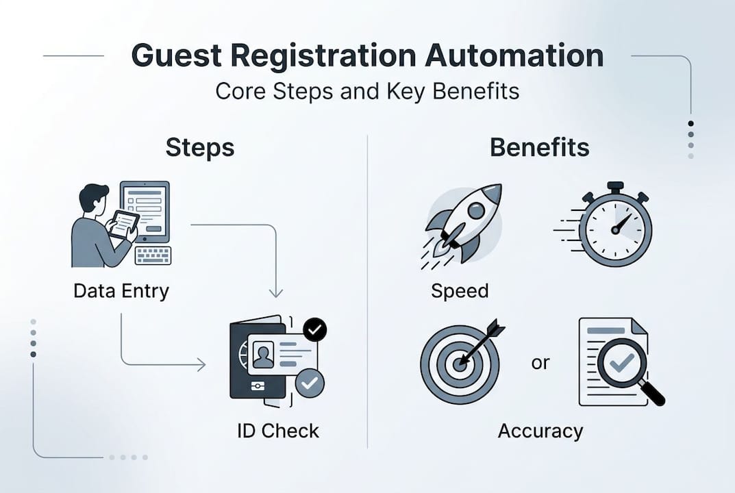 Infographic showing automation steps and benefits