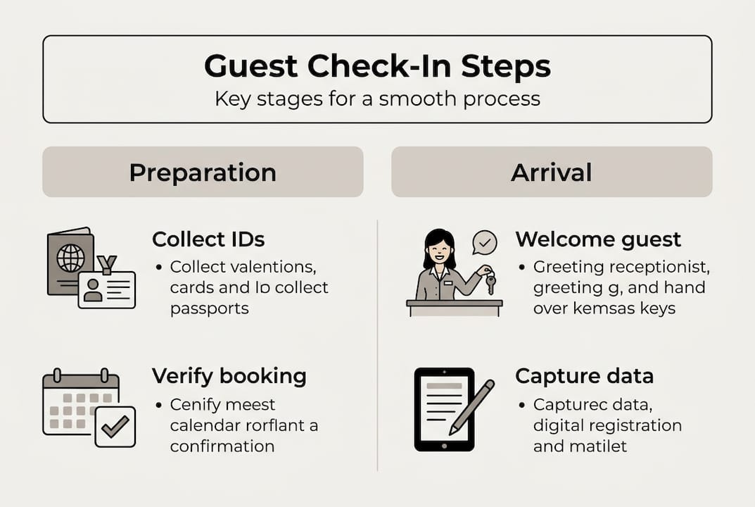 Infographic outlining basic guest check-in steps