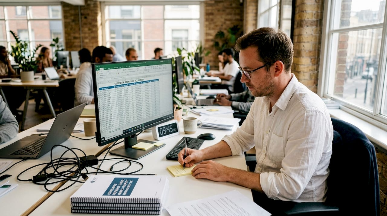 Manager reviewing automated compliance process