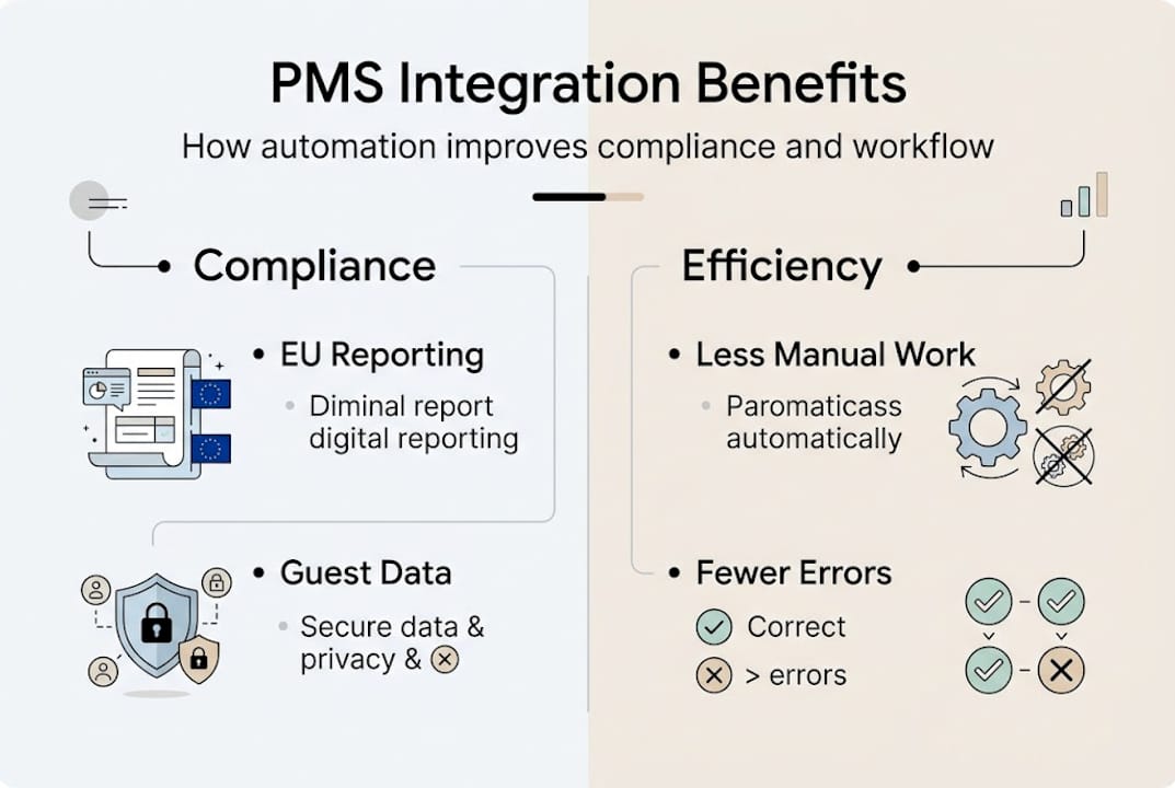 Infographic on PMS integration compliance and efficiency