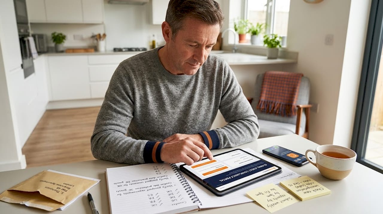 Man sets up compliance automation at kitchen table