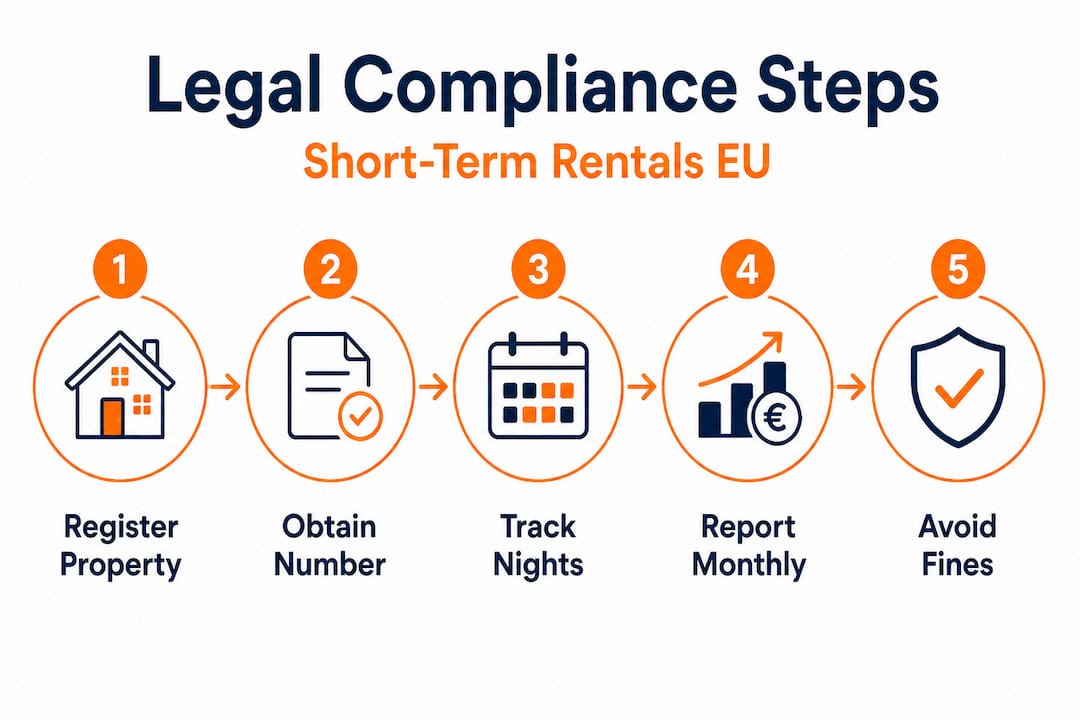 Vertical flow chart of compliance steps for short-term rentals