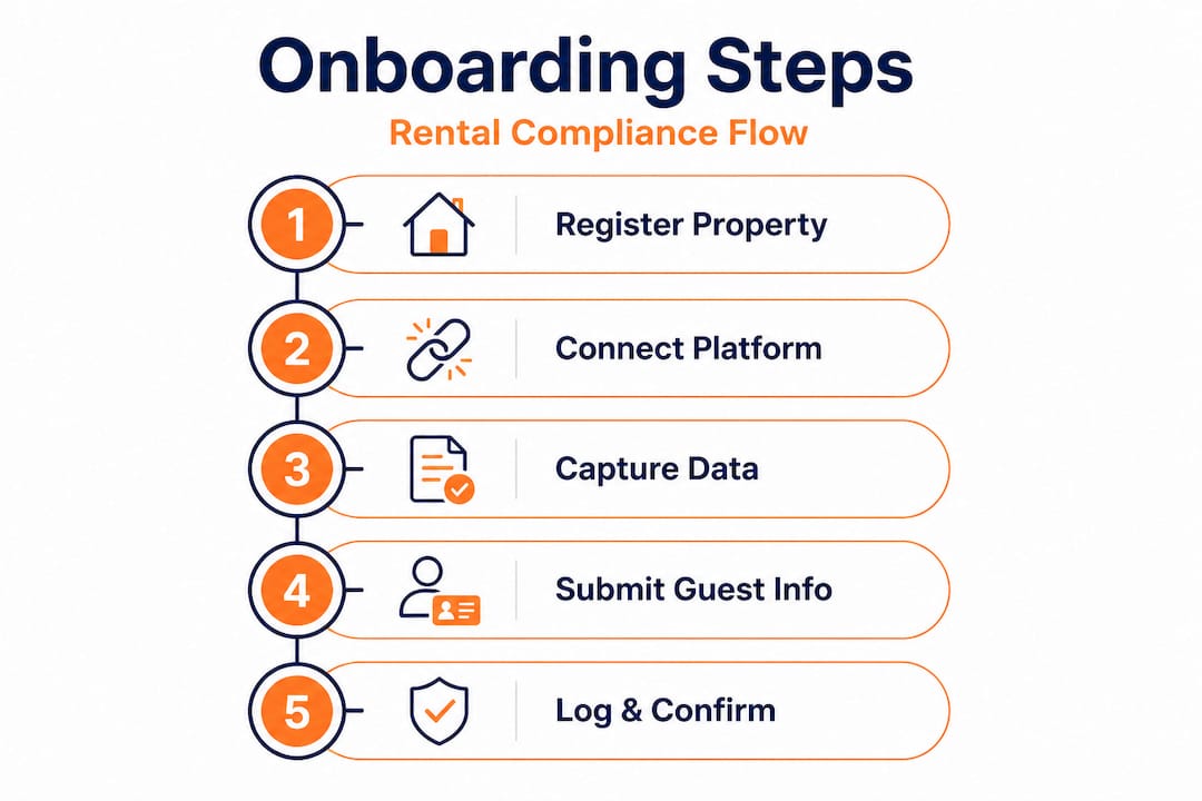 Infographic shows rental onboarding steps flow