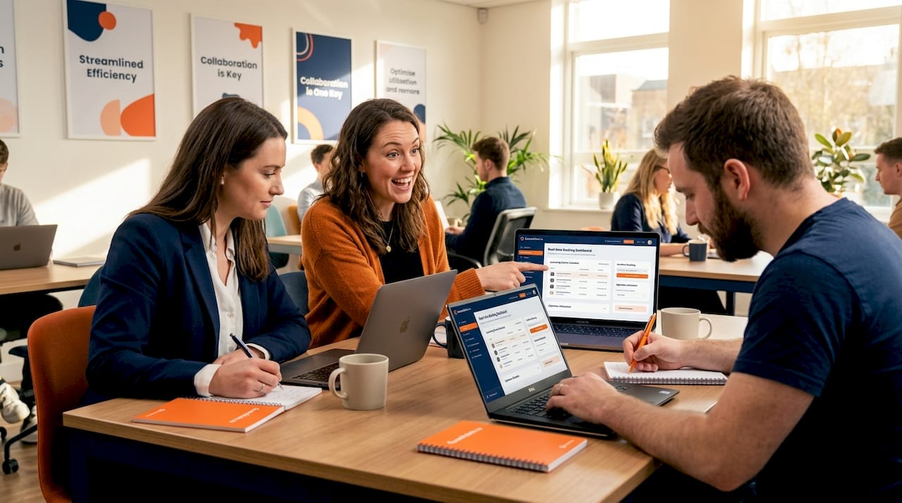 Operations team collaborating over booking dashboard