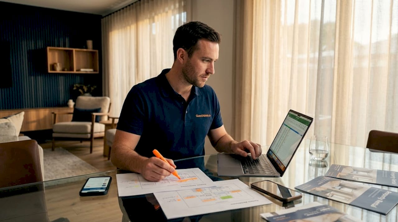 Property manager mapping data inventory at dining table