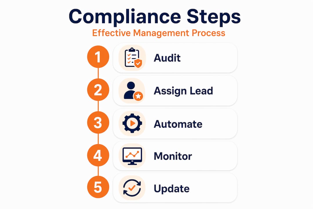Infographic showing compliance management process steps