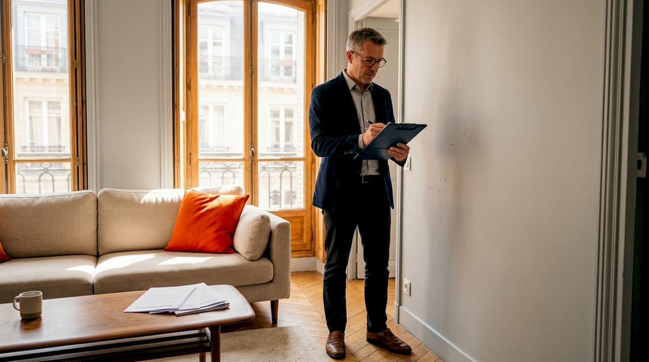 Man performing rental property inspection