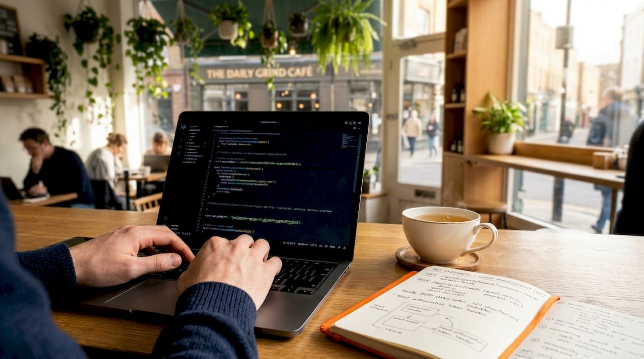 Developer coding hospitality APIs