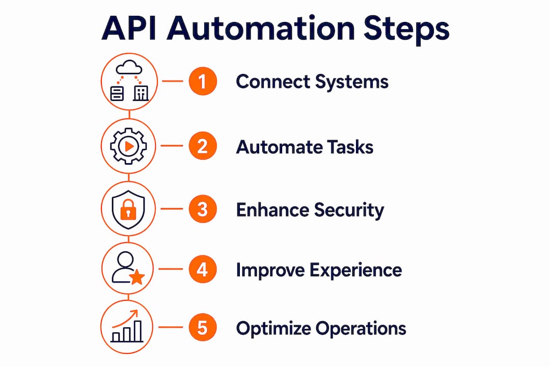 Infographic depicting API automation steps