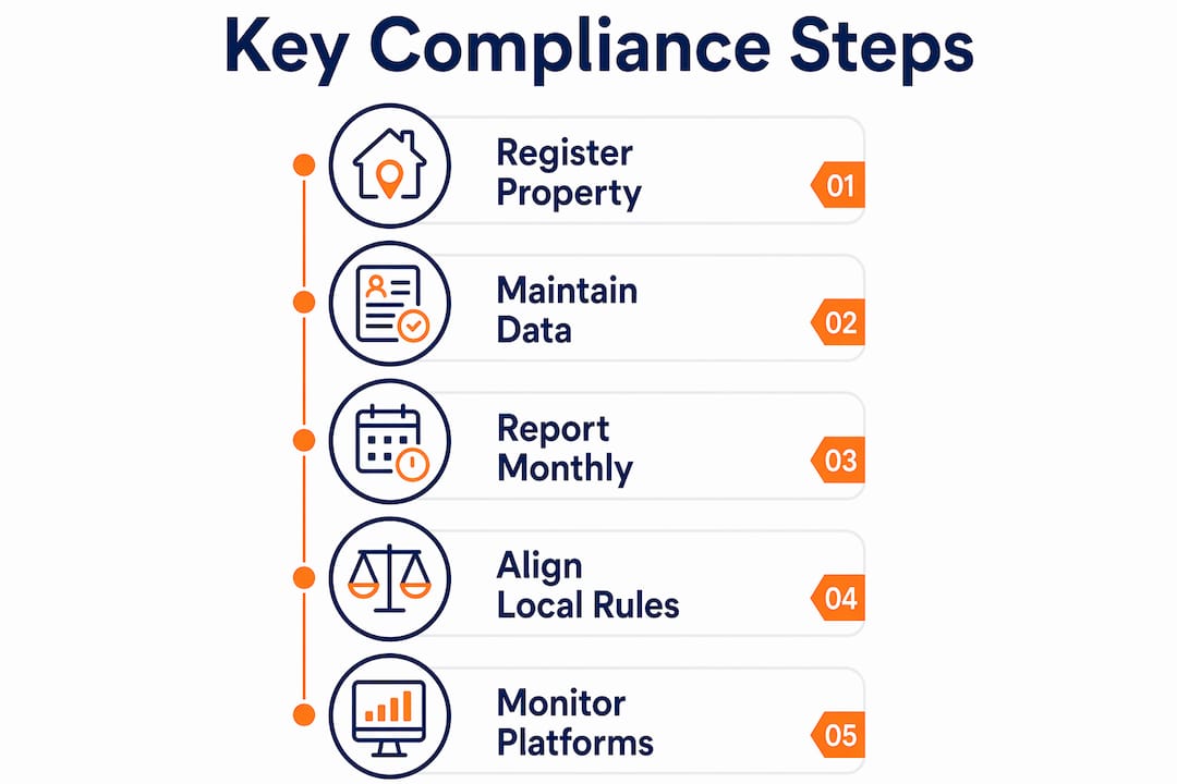 Infographic showing key compliance steps under EU rental regulations