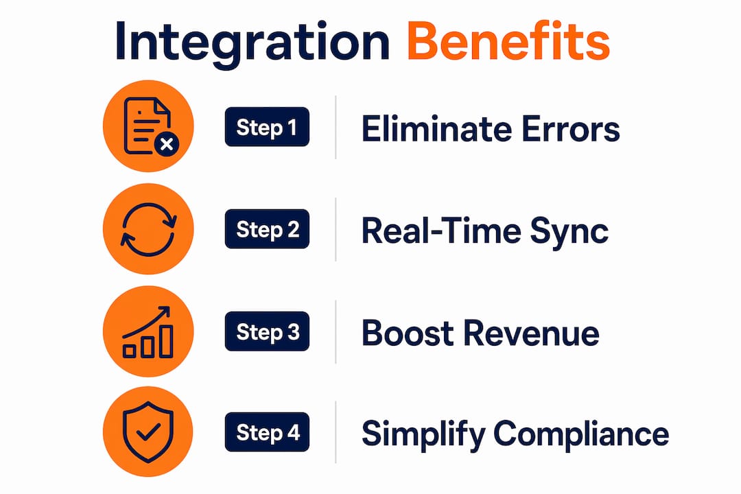 Infographic showing steps of PMS OTA integration benefits