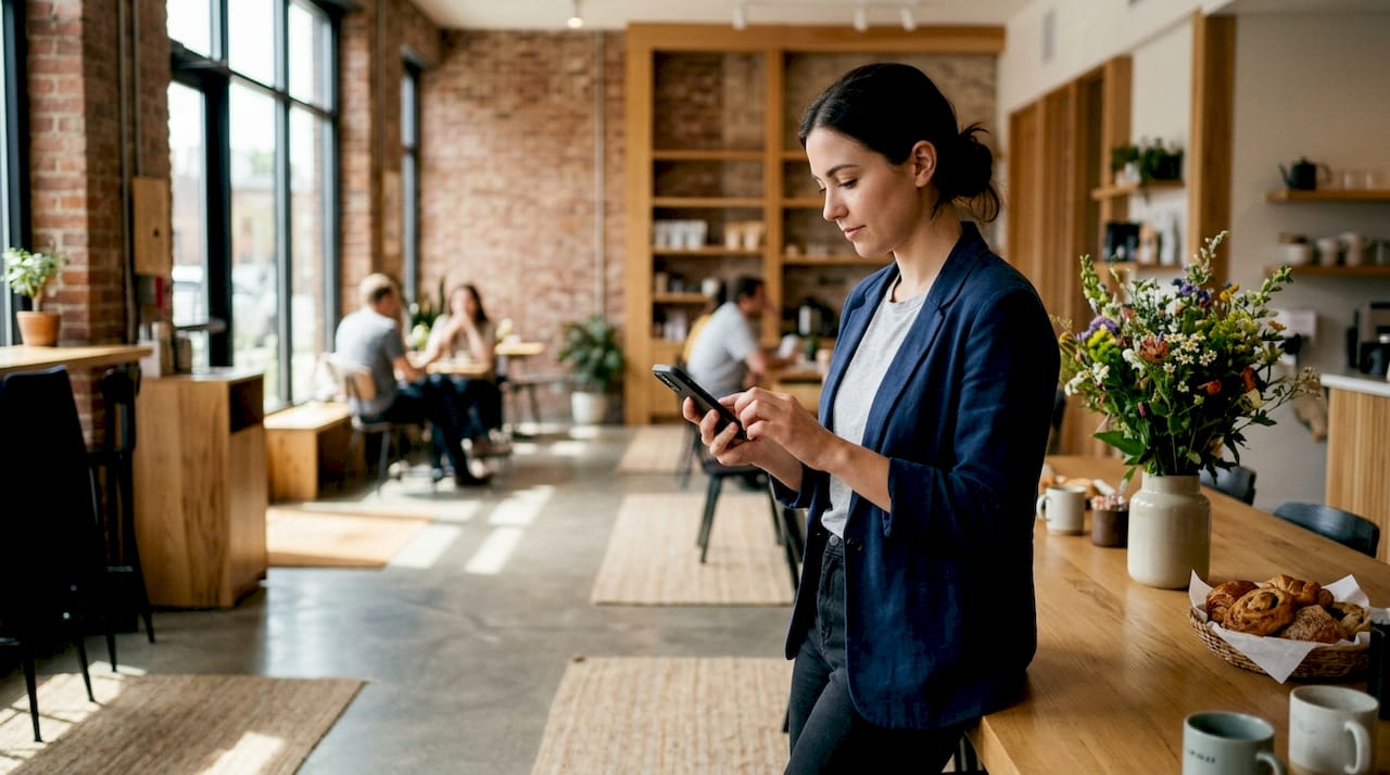 Hotel manager collecting guest data digitally