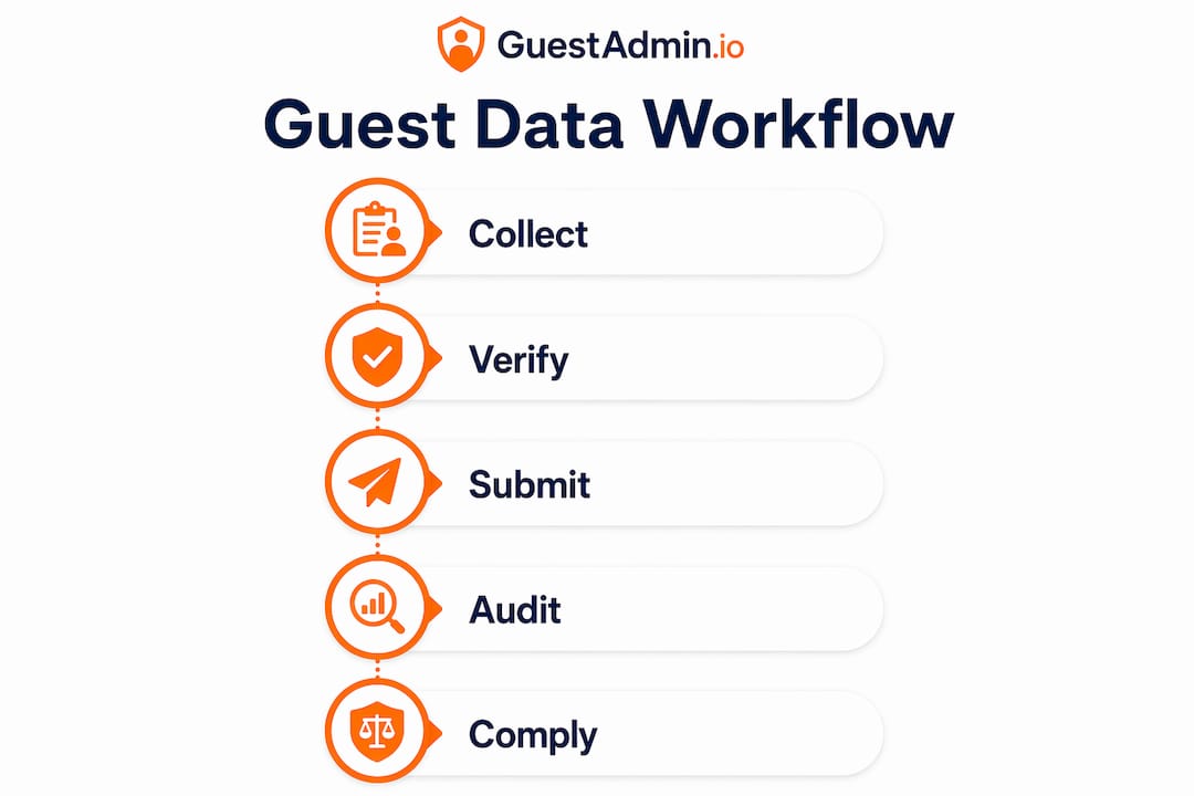 Infographic showing guest data submission workflow steps