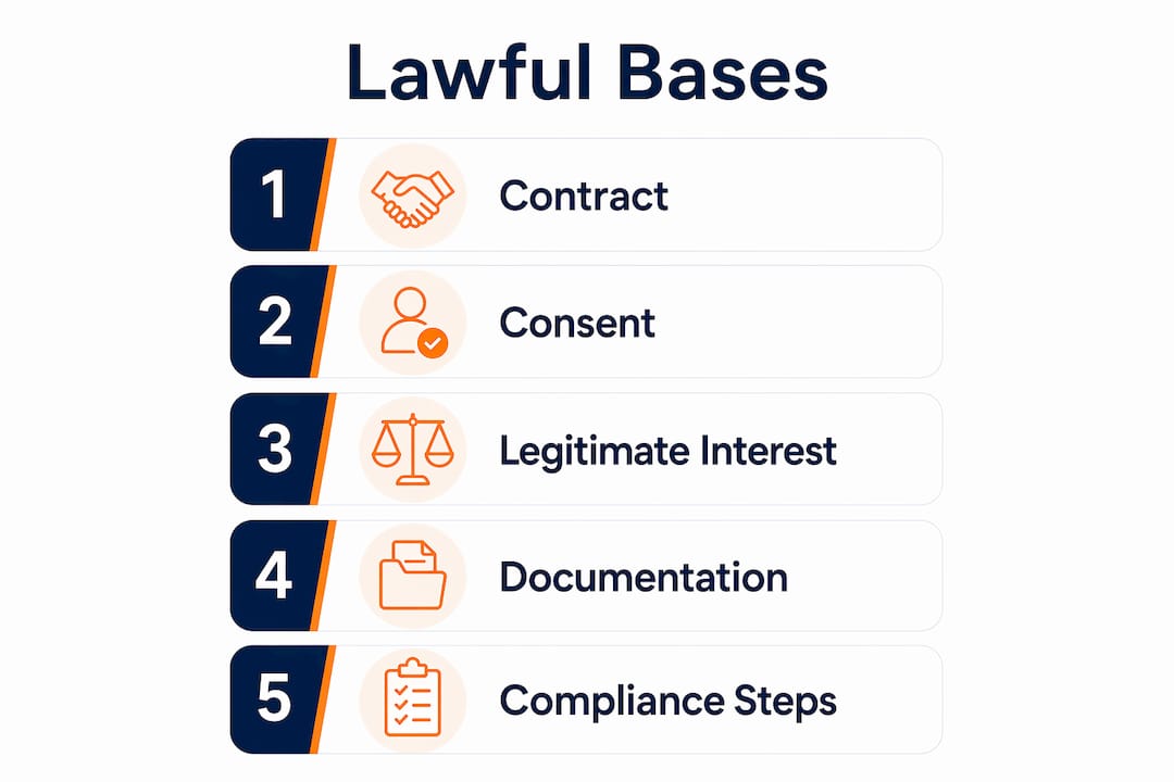 Infographic illustrating GDPR lawful bases for hospitality