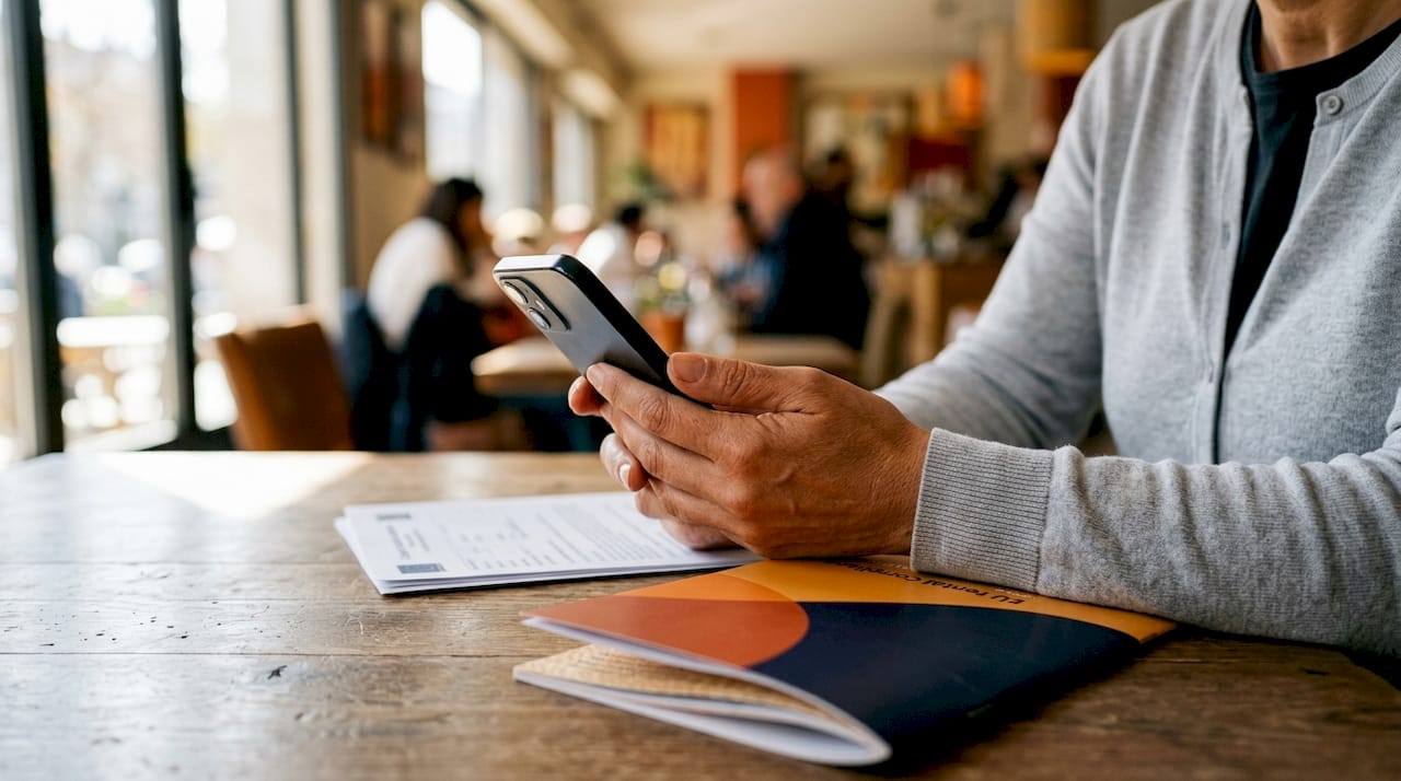 Hands checking compliance alerts on smartphone