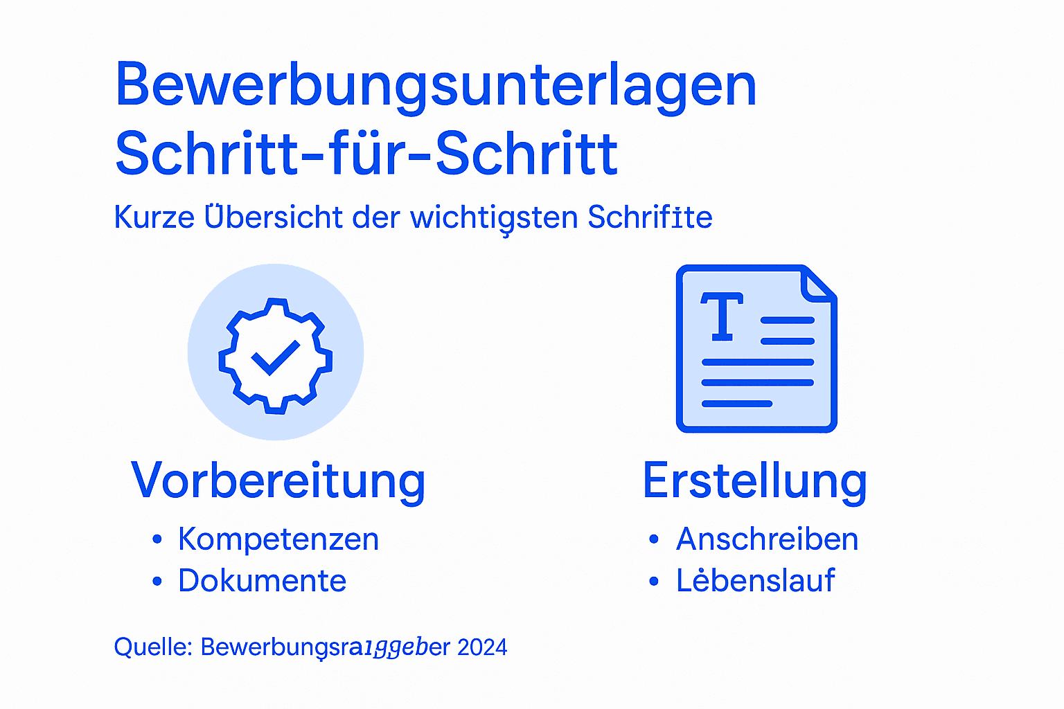 Schritt-für-Schritt-Anleitung: So erstellen Sie überzeugende Bewerbungsunterlagen – übersichtlich dargestellt in einer Infografik.