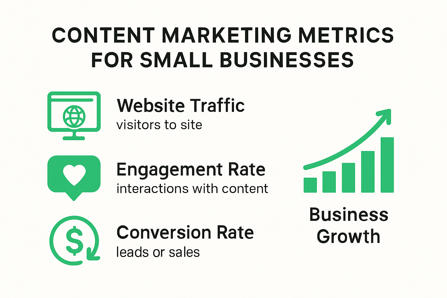 Visual summary of key content marketing metrics for small businesses