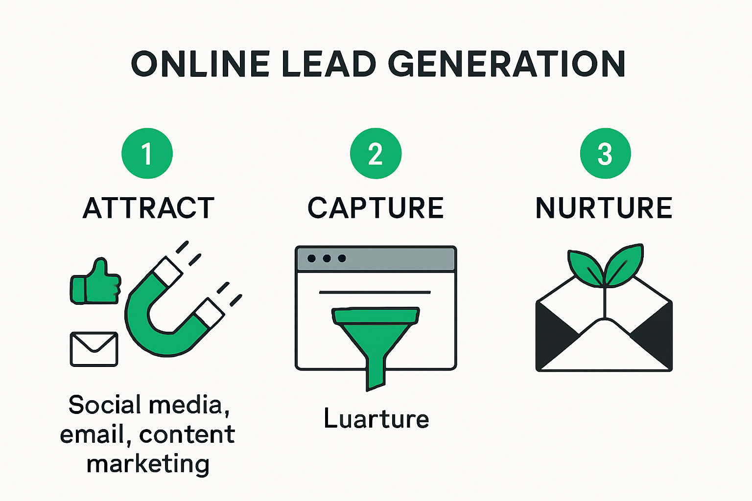 Infographic showing steps to generate leads online